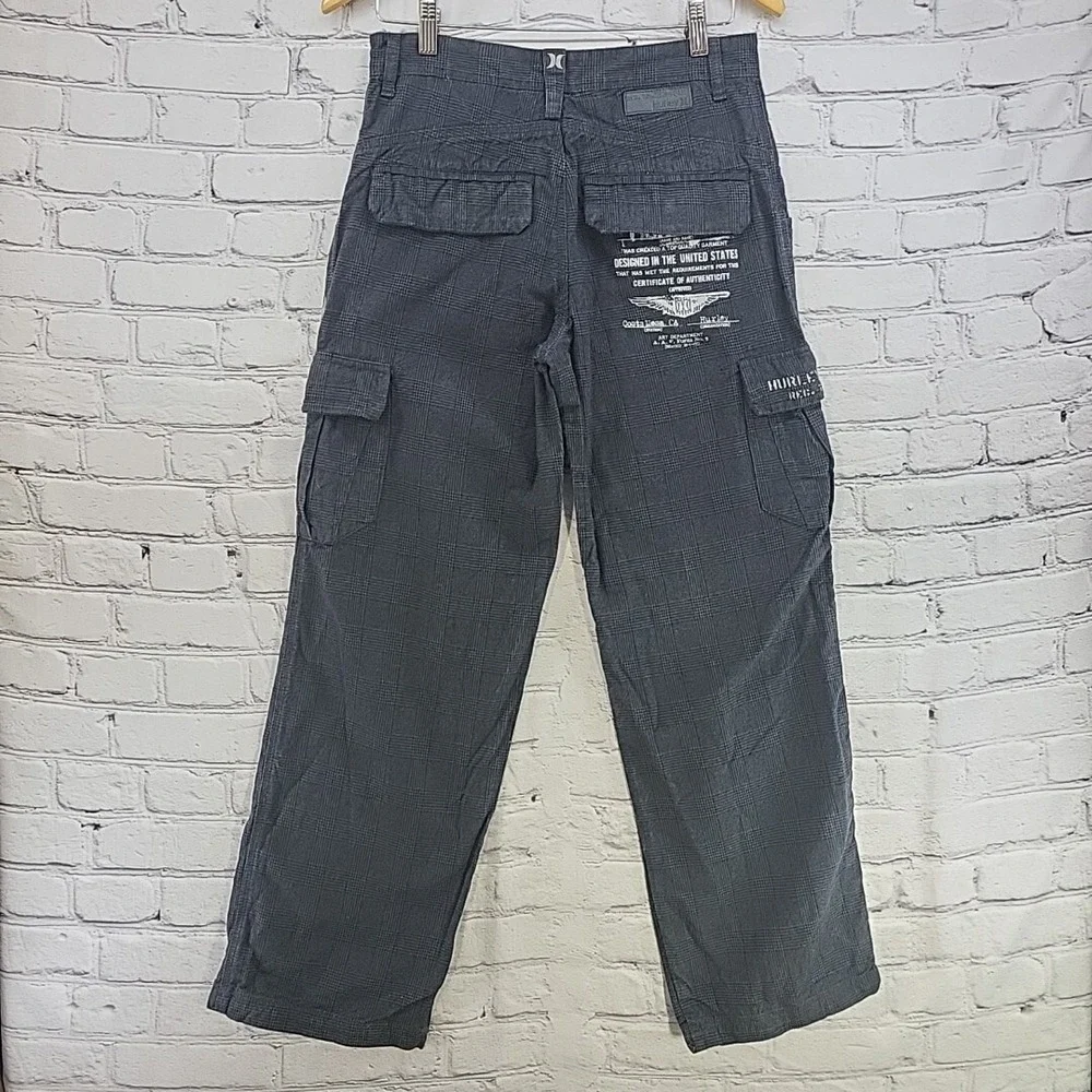 Hurley Cargo Pants‎ Boys Sz 18 Gray Flap Pockets Cuff
